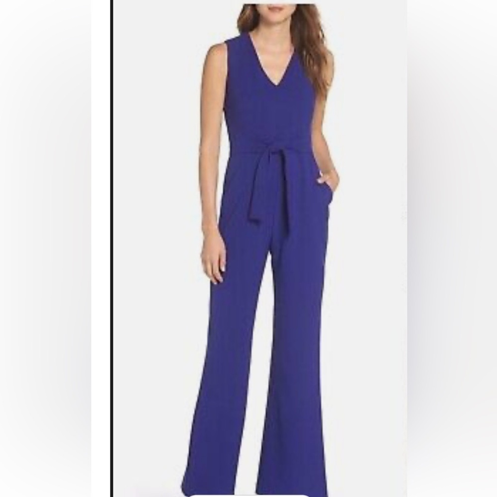VINCE CAMATO Elegant Blue Sleeveless Jumpsuit